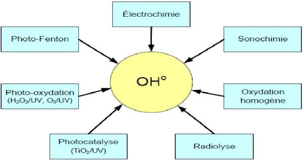Figure II. 1 : Principaux processus d'oxydation avancés (POA) [13]. 