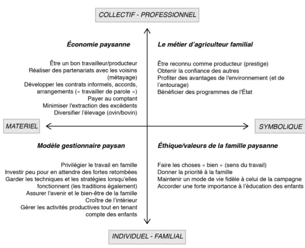 Fig. 2. Reading grid of the rules and strategies of resistance based on the action levels and main dimensions of family farmers ’ practices.