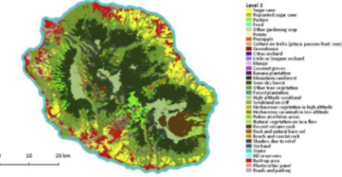 Fig. 4. Map of crop type with 34 classes, corresponds to Level 3. Vector ﬁle in ESRI shape format available here: Dupuy, St ephane;