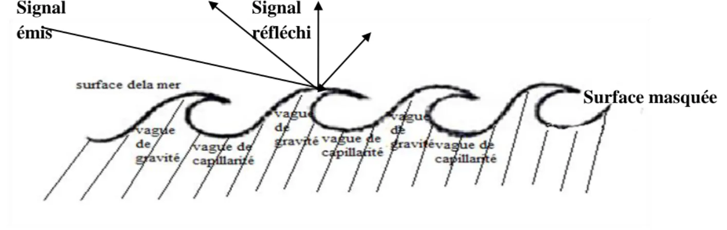 Figure 1.2 Mécanismes d’interaction du signal radar (surface de mer) 