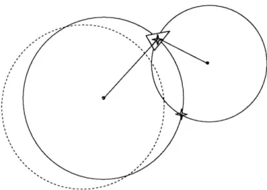 Figure  3-5:  Sequential  long  baseline  navigation  entails  moving  a  transponder  location  to  a new  dead  reckoned  position  to  obtain  a  fix  with  old  acoustic  data