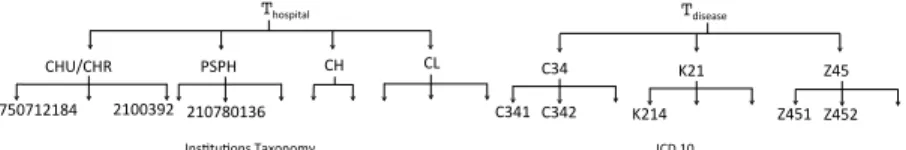 Fig. 8. Examples of taxonomies used in multilevel sequential pattern mining
