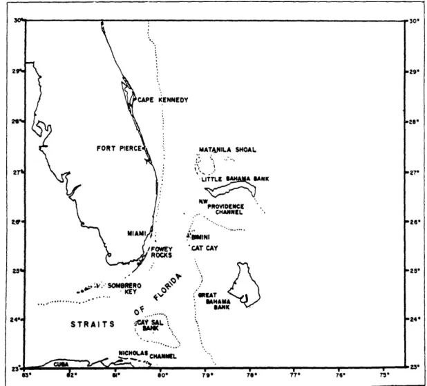 Figure  2.1.  An  overview  of the  Florida  Straits  region,  (adapted  from  Richardson et  al.,  1969)