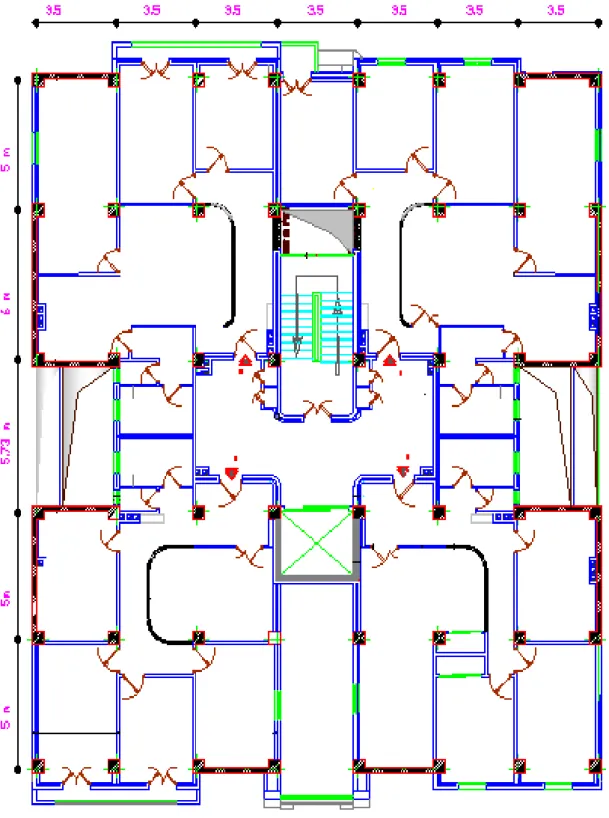 Figure I.2 : Vue en plan en étage courant. 