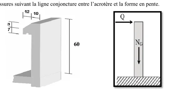 Fig III.1 : L’acrotère.                  Fig III.2 : Schéma  statique  de l’acrotère. 