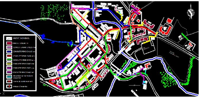 Figure 7 : Plan Autocad du réseau d'AEP existant de la ville d’Ain El Hadjar 
