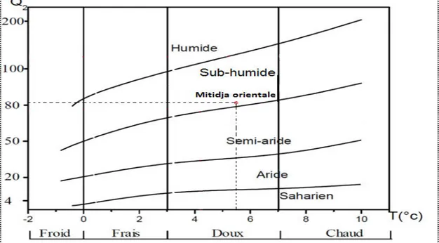 Figure  7 :  Climagrammepluviothermique  d’Emberger  de  la  région  de  Bouira  (2002- (2002-2012)  