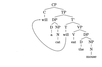Figure  3.3:  Phrase  Structure  for  the  sentence  "will  a  cat  eat  the mouse?"