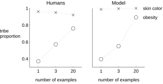 Figure 4-4: Generalizations about a new tribe after observing 1, 3, or 20 obese, brown-skinned individuals from that tribe