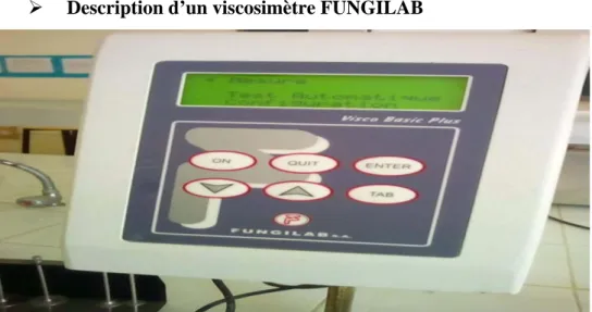 Figure 17 : L’appareil vu de face (viscosimètre FUNGILAB). 