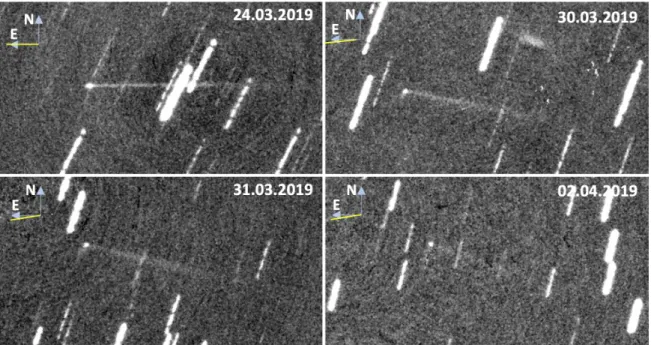 Figure 2. Composite images of (6478) Gault collected with the NEEMO T05 telescope on four different nights of observation.