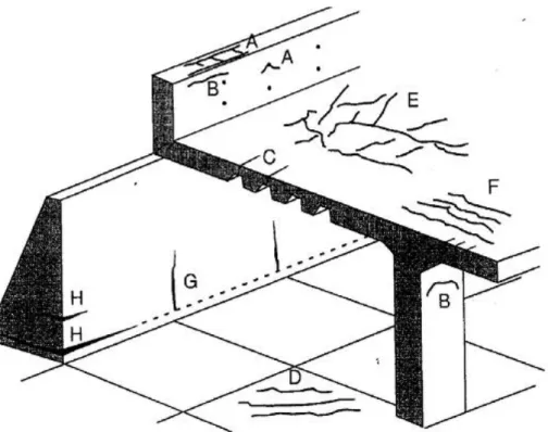Figure .I.  2 : Schema des fissures dans un ouvrage en beton[DET92] 