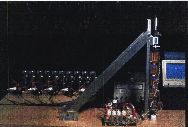 Figure  2-1:  Experimental  apparatus, consisting  of the beam  assembly, the strain gauge amplifiers, and  the high  voltage  power supplies  and amplifiers which  drive the  actuators