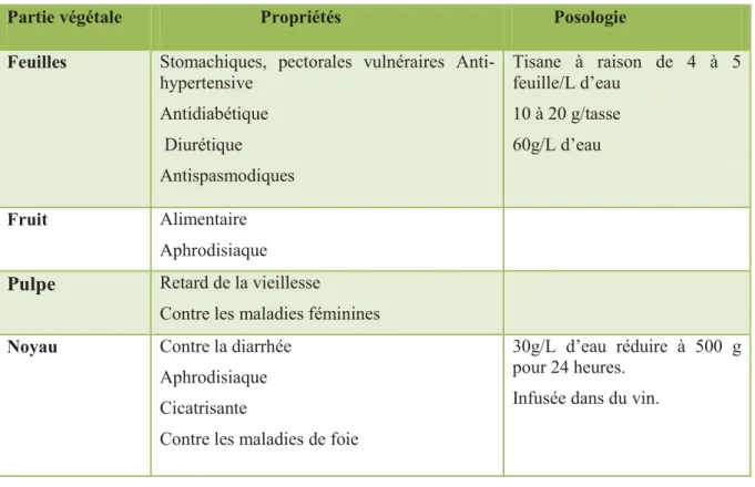 Tableau 07: Utilisations de l’avocat en pharmacopée  traditionnelle (Kaziendé Charlevna,  1999)