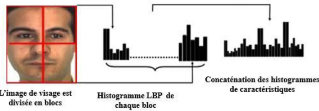 Figure 3.4 : Exemple de la méthode LBP multi-blocs. 