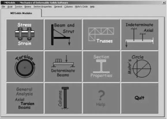 Figure 2.2: MDSolids, an educational package developed by Timothy Philpot at  Murray State University [74].