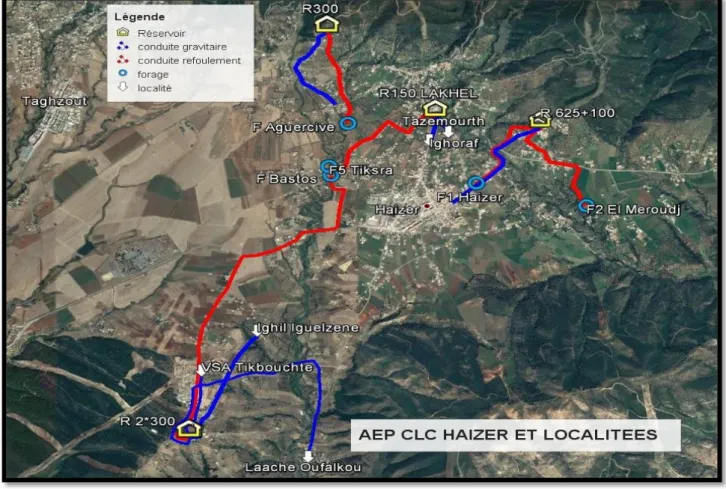 Figure I. 6: AEP de HAIZER et sa localité. (Image de Google Earth) 