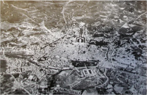Figure 2: aerial photography of Montpellier, early 1920’ (source: Lacave, Volle, 1996)  After  the  First  World  War  and  important  destructions  of  urban  areas  in  the  north-east  part of France, near the war front, a law (of march 14, 1919) was en
