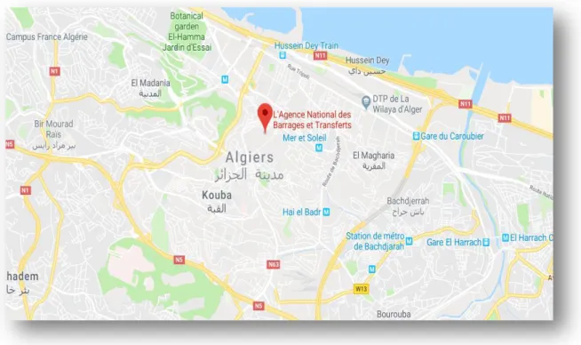 Figure I.2: la localisation de la direction générale de l'ANBT (Kouba, Alger)  2.2.  Capitale humaine  