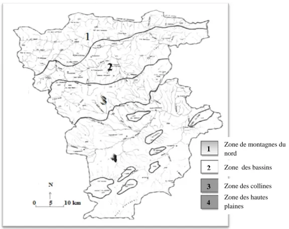 Figure II.4: Relief et zones naturelles de la wilaya de Mila 