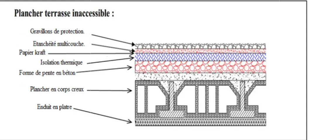 Figure II.3: Détail de plancher corps creux terrasse inaccessible.