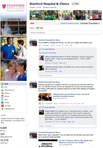 Figure 1: Sample Facebook Page for a Hospital