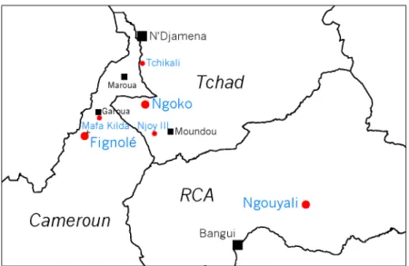 Figure 1. Localisation des territoires étudiés dans la zone Prasac.