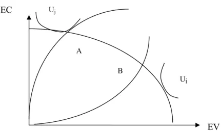 Figure 3. Les combinaisons efficientes et durables de l’objectif économique et environnemental