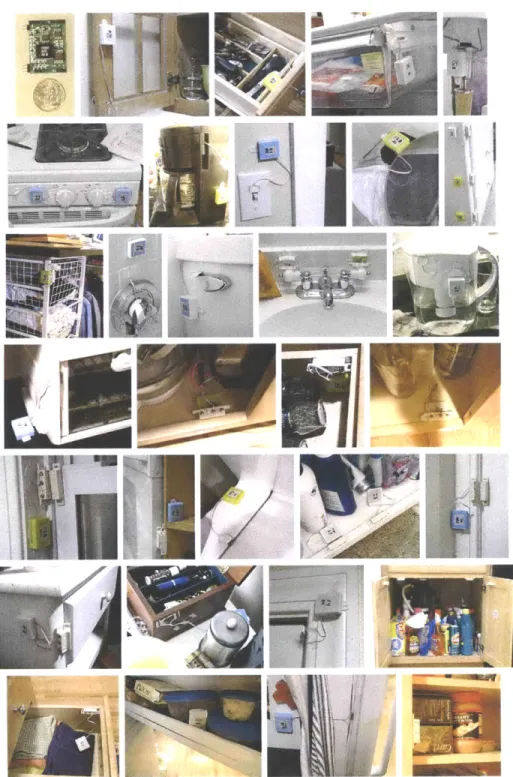 Figure 5-1:  Examples  of some of the 77 sensors  that  were  installed  in  the  home of  the first  subject