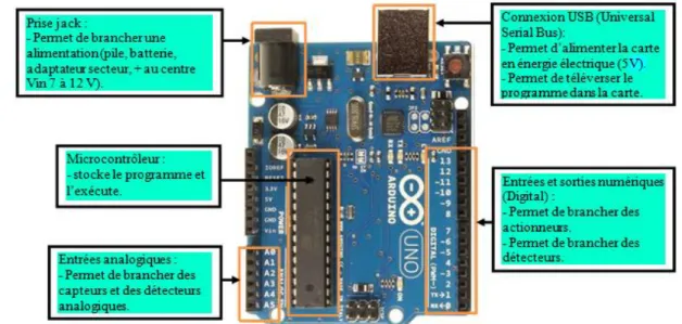 Figure 3.2 : Zoom sur la carte Arduino Uno [20]. 