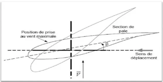 Figure I.12. Variation de l’angle de calage d’une pale  I.8. Machines électriques et systèmes de conversion d'énergie éolienne 