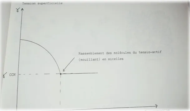 Figure I.10 :  Tension superficielle d’une solution de mouillant dans l’eau  
