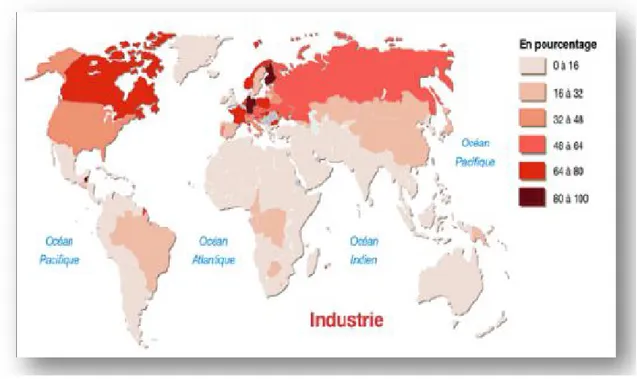 Figure 1-2 : Usage de l’eau dans l’industrie dans le monde [10]. 
