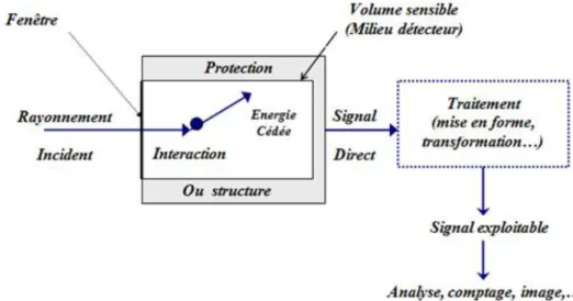 Figure I.10: Modélisation d'un détecteur et de sa chaîne de détection  [3]. 