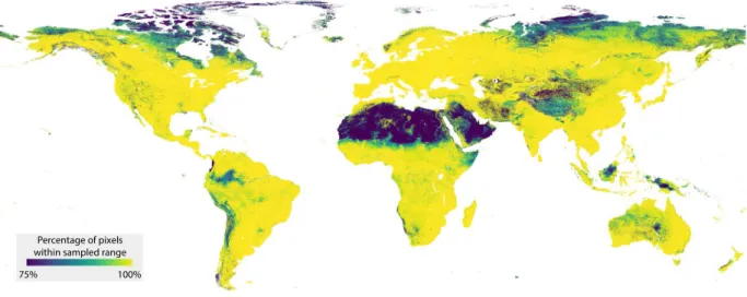Fig. 4  Environmental representativeness of the dataset. The sampled locations represent a wide range of  environmental conditions