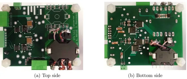 Figure 3-4: Picture of the (a) top side and (b) bottom side of the prototype board.