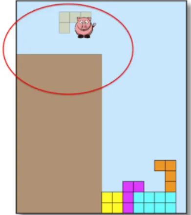 Figure 3-7: Tetris piece moves horizontally through a chute to give the learner more time.
