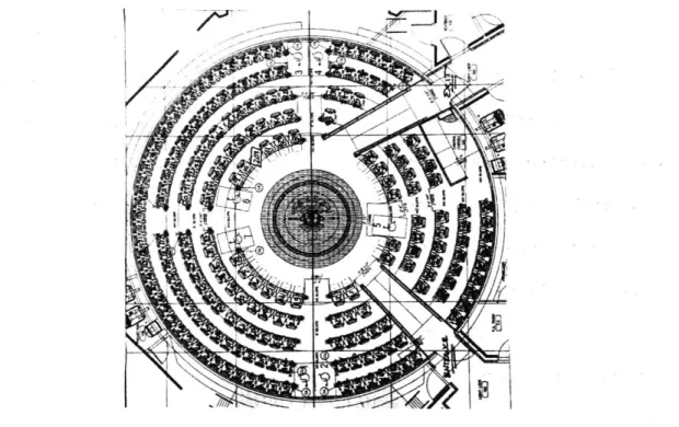 Figure  8:  Layout of the  Hayden  Planetarium.  The  seats  in  the  smaller  section are  blocked  off for Einstein's  Playground,  creating  a  direction of focus with the  remaining  seats