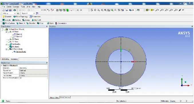 Figure III.2 : l’interface de Le logiciel ANSYS DesignModeler  III.3.2 Discrétisation des domaines de calcul (le maillage)  