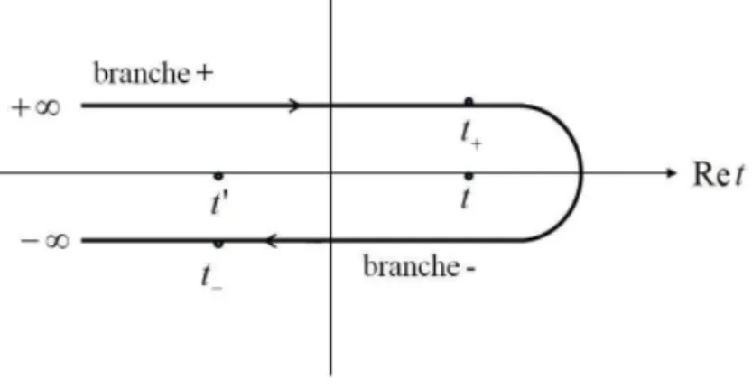 Figure 2.2  Contour temporel de Keldysh, l'indice des branches est η = ±1