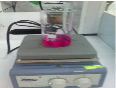 Figure II.2: Dispositif expérimentale d’extraction de la Fuchsine basique en solution aqueuse par  le polystyrène activé avec l’acide Oléique