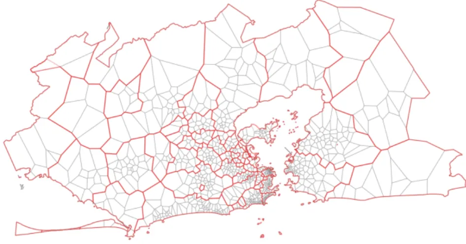Figure S1. Spatial distribution of antennas with their respective Voronoi polygons.