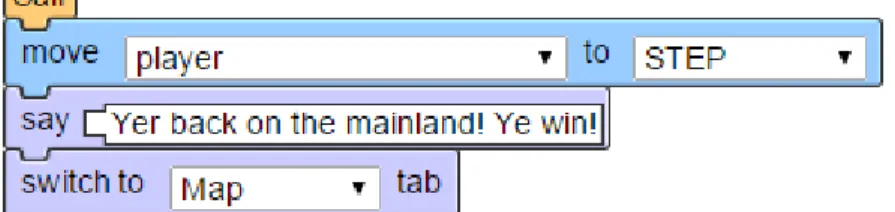 Figure 2-2: Example TaleBlazer script. The script defines a script action called