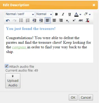 Figure 2-10: Prototype version of the rich text editor with attached audio. The editor only displayed the numeric server id for the attached audio clip.