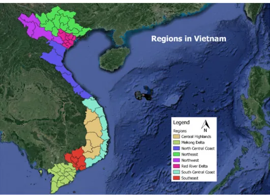 Figure 6: Regional breakdown of Viet Nam for the power sector analysis  in the ISF study.