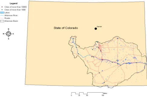 Figure 2.1: Location of the Arkansas Basin within the state of Colorado
