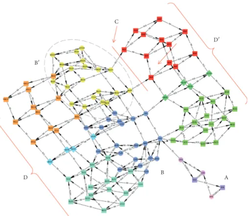 Figure 2: The full state space (or marking graph) of the termite colony model. The state space comprises 109 states labeled with a pair n/s where n is an identifying number for the marking and s is the number of strongly connected components (SCCs) for the