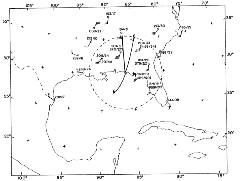 Fig.  7  --  Initial  mean  layer  winds  for  hurricane  Eloise  ,  September  23,  1975,  1200  GMT