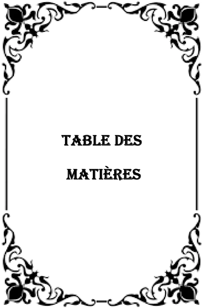 TABLE DES   MATIÈRES 