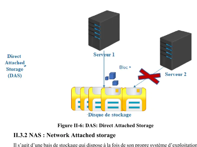 Figure II-6: DAS: Direct Attached Storage  II.3.2 NAS : Network Attached storage 